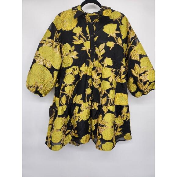 NWT Maeve The Bettina Tiered Shirt Mini Dress Sz LP Jacquard Edition #9H502 - Picture 2 of 12